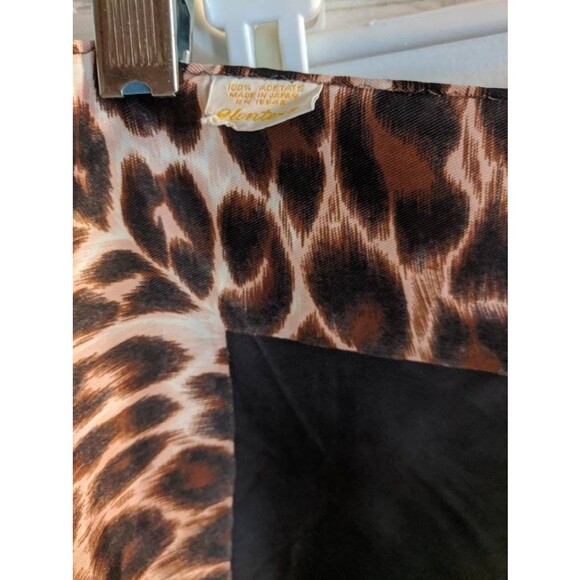 Animal Print Scarf Glentex Vintage Black Spotted Border Acetate Japan - Picture 5 of 5